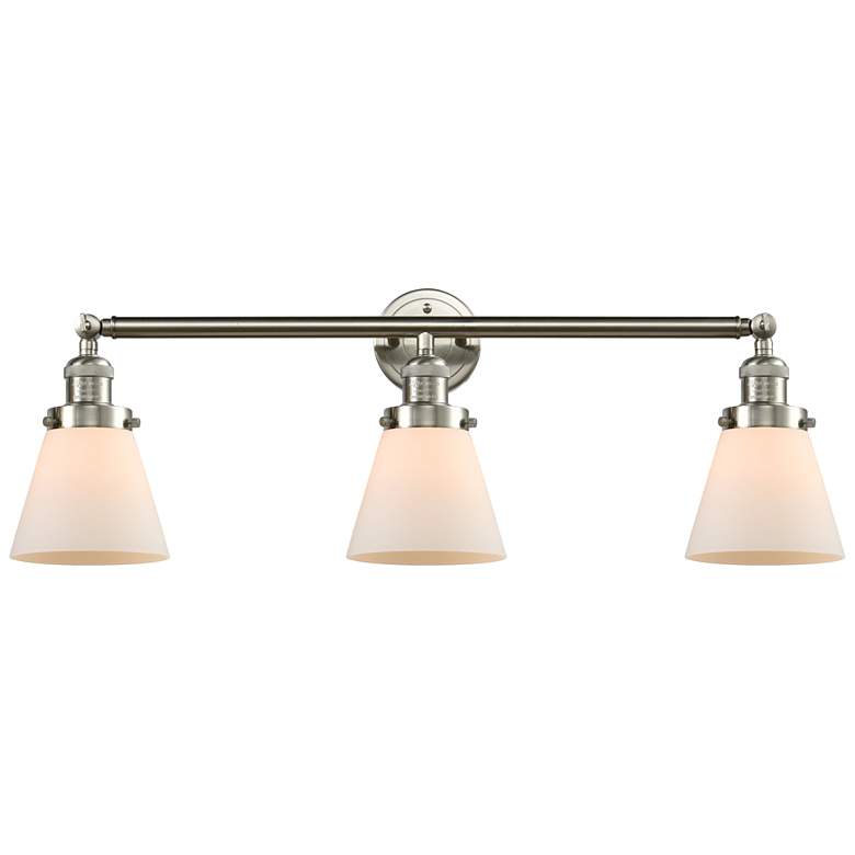 Image 1 Cone 3 Light 30" LED Bath Light - Brushed Satin Nickel - Matte White S
