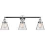 Cone 3 Light 30" LED Bath Light - Polished Chrome - Clear Shade