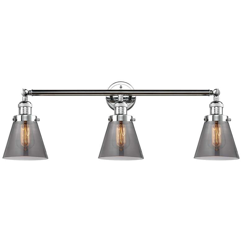 Image 1 Cone 3 Light 30" LED Bath Light - Polished Chrome - Plated Smoke Shade