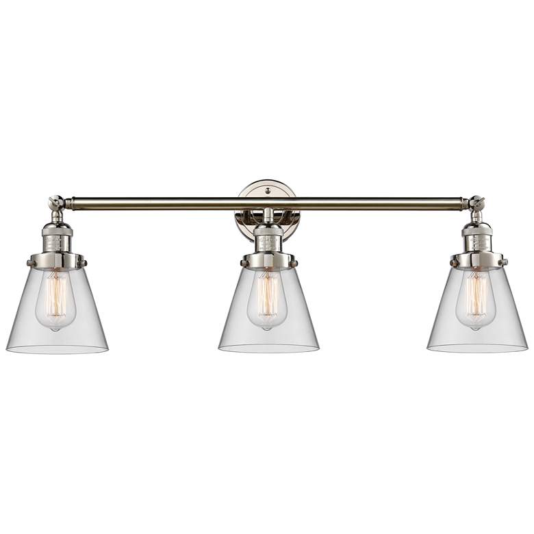 Image 1 Cone 3 Light 30" LED Bath Light - Polished Nickel - Clear Shade