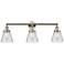 Cone 3 Light 30" LED Bath Light - Polished Nickel - Clear Shade