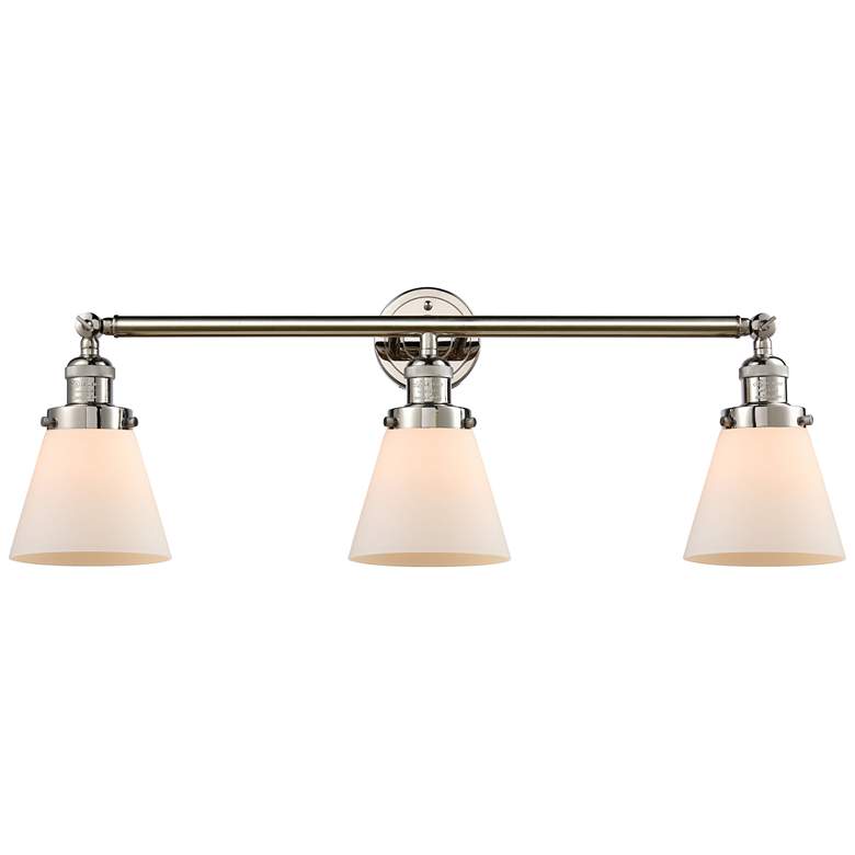 Image 1 Cone 3 Light 30" LED Bath Light - Polished Nickel - Matte White Shade