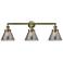 Cone 3 Light 32" Bath Light - Antique Brass - Plated Smoke Shade