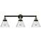 Cone 3 Light 32" Bath Light - Black Antique Brass - Seedy Shade