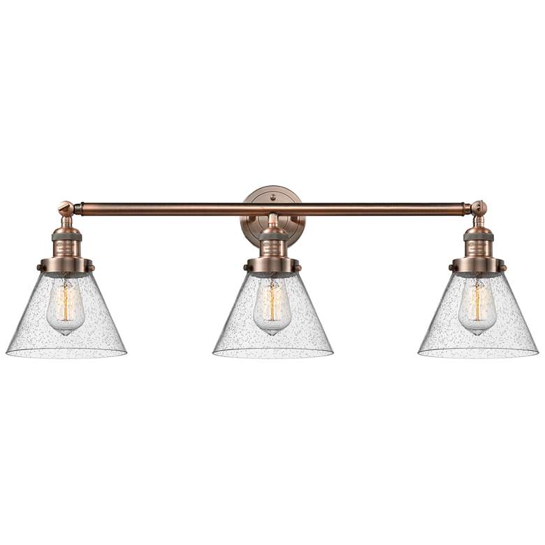 Image 1 Cone 3 Light 32" LED Bath Light - Antique Copper - Seedy Shade