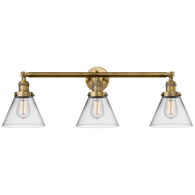 Image 1 Cone 3 Light 32" LED Bath Light - Brushed Brass - Clear Shade