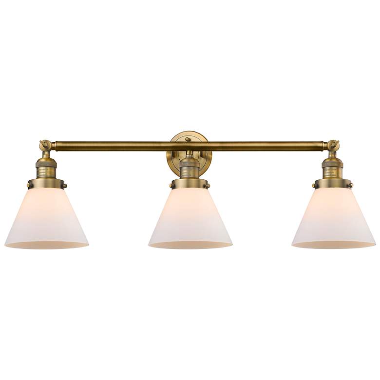 Image 1 Cone 3 Light 32" LED Bath Light - Brushed Brass - Matte White Shade