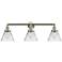 Cone 3 Light 32" LED Bath Light - Brushed Satin Nickel - Clear Shade