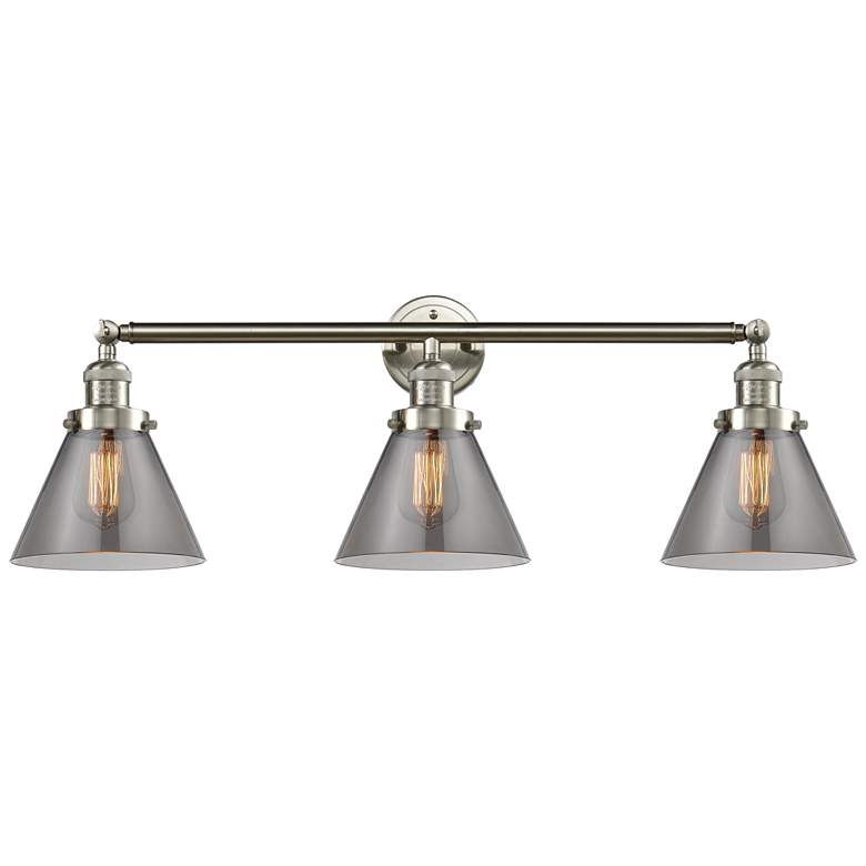 Image 1 Cone 3 Light 32" LED Bath Light - Brushed Satin Nickel - Plated Smoke