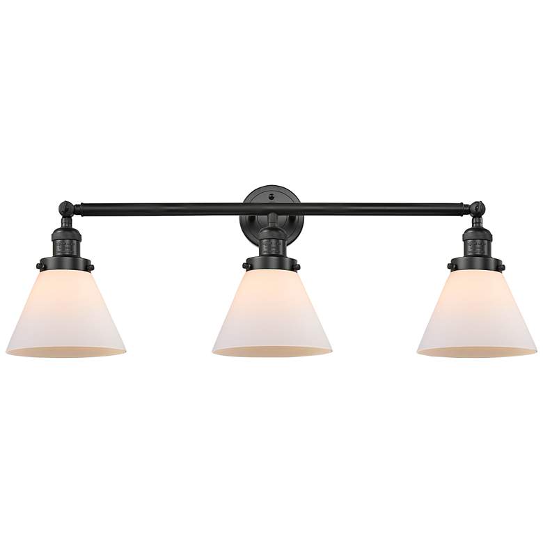 Image 1 Cone 3 Light 32" LED Bath Light - Matte Black - Matte White Shade