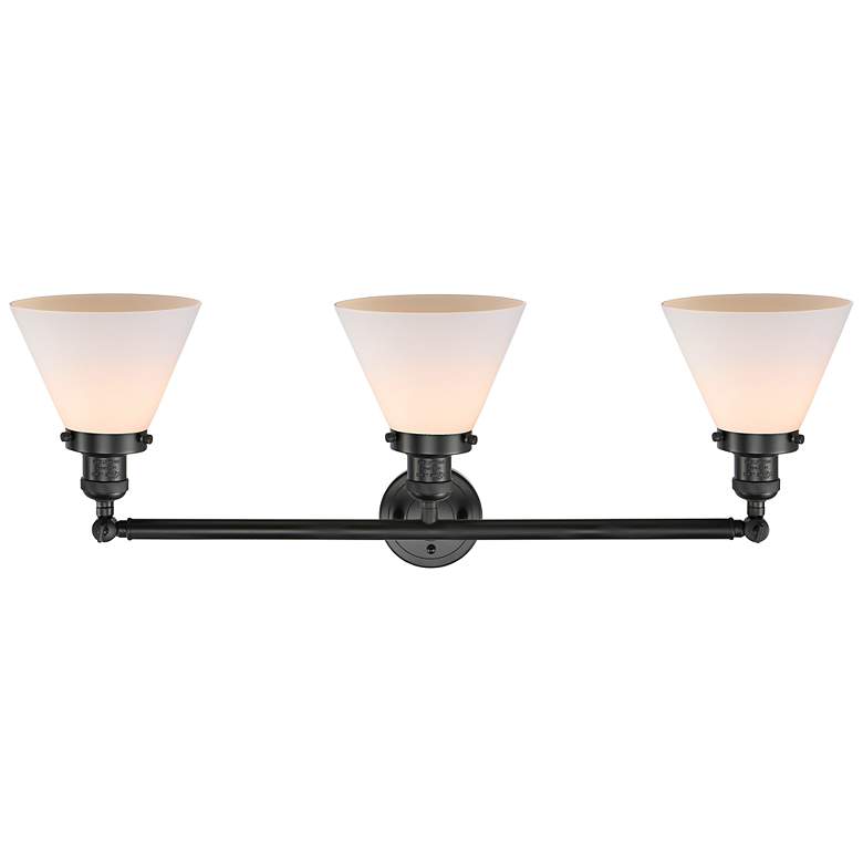 Image 3 Cone 3 Light 32" LED Bath Light - Matte Black - Matte White Shade more views