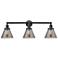 Cone 3 Light 32" LED Bath Light - Matte Black - Plated Smoke Shade