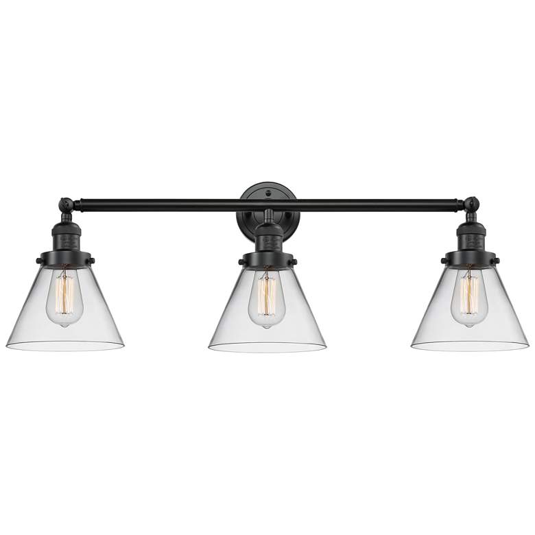 Image 1 Cone 3 Light 32" LED Bath Light - Oil Rubbed Bronze - Clear Shade