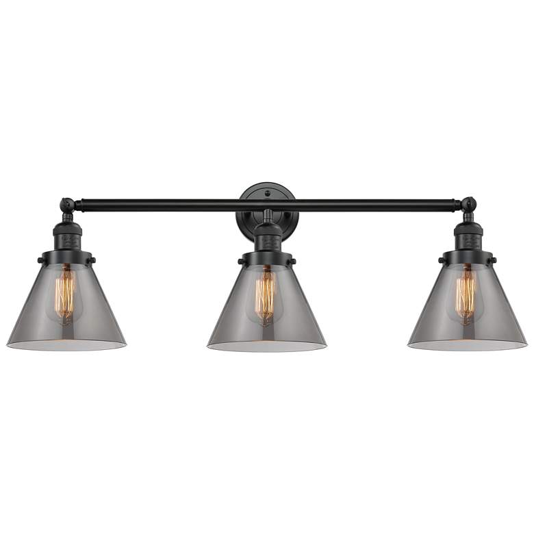 Image 1 Cone 3 Light 32" LED Bath Light - Oil Rubbed Bronze - Plated Smoke Sha