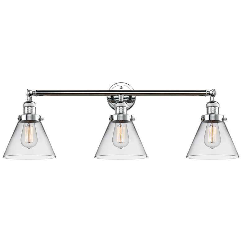 Image 1 Cone 3 Light 32" LED Bath Light - Polished Chrome - Clear Shade