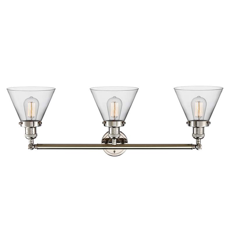 Image 2 Cone 3 Light 32" LED Bath Light - Polished Nickel - Clear Shade more views
