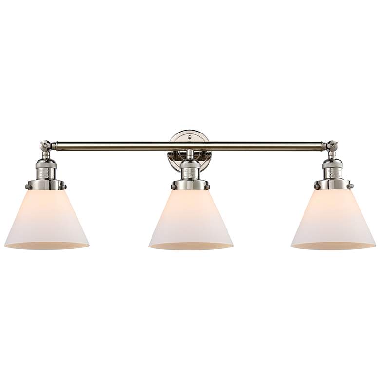 Image 1 Cone 3 Light 32" LED Bath Light - Polished Nickel - Matte White Shade