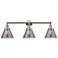 Cone 3 Light 32" LED Bath Light - Polished Nickel - Plated Smoke Shade
