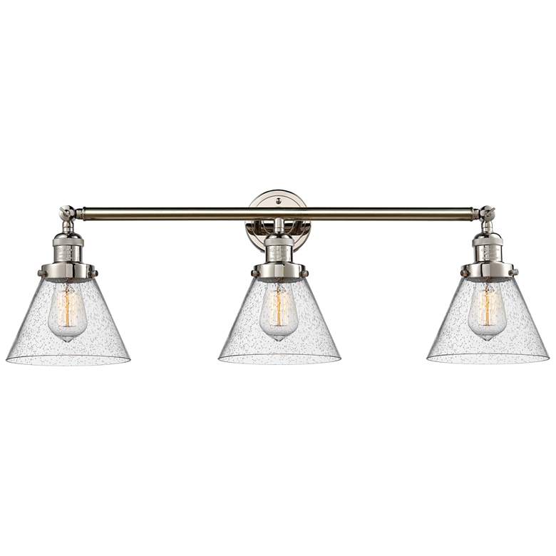 Image 1 Cone 3 Light 32" LED Bath Light - Polished Nickel - Seedy Shade