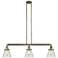 Cone 3 Light 39" Island Light - Antique Brass - Clear Shade