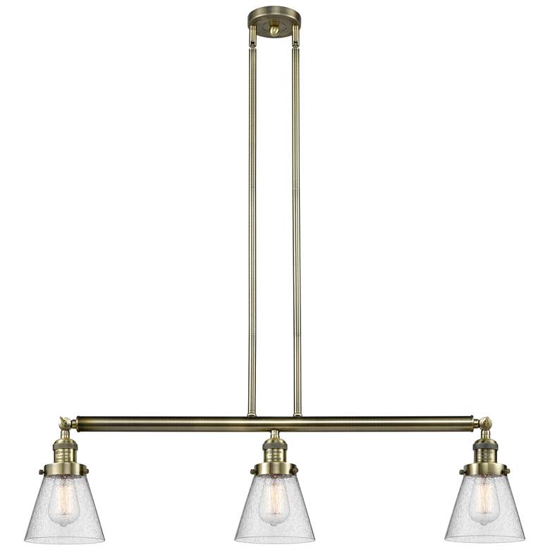 Image 1 Cone 3 Light 39" Island Light - Antique Brass - Seedy Shade