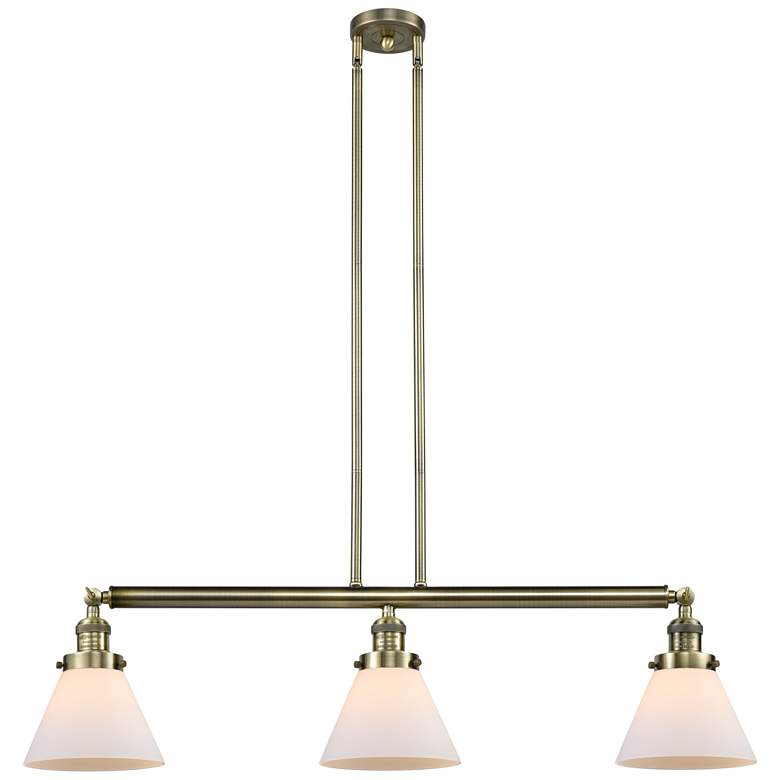 Image 1 Cone 3 Light 40" Island Light - Antique Brass - Matte White Shade