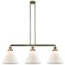 Cone 3 Light 44" Island Light - Antique Brass  - Matte White Shade