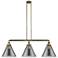 Cone 3 Light 44" Island Light - Antique Brass - Plated Smoke Shade