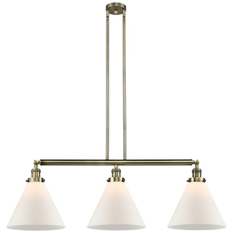 Image 1 Cone 3 Light 44" LED Island Light - Antique Brass - Matte White Shade