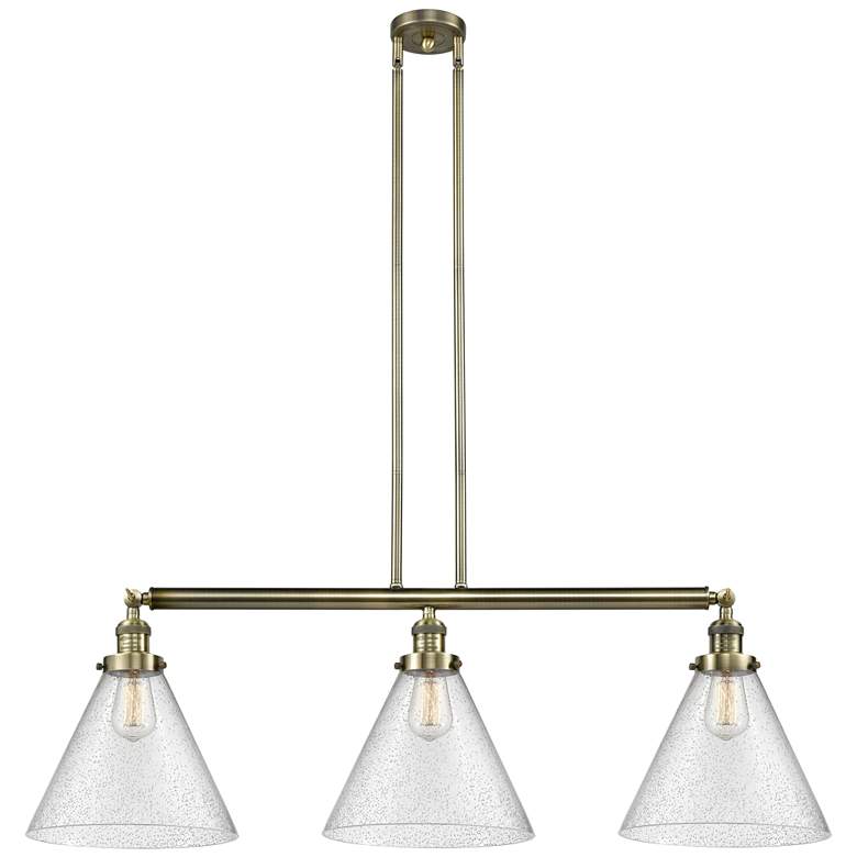 Image 1 Cone 3 Light 44" LED Island Light - Antique Brass - Seedy Shade