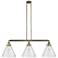 Cone 3 Light 44" LED Island Light - Antique Brass - Seedy Shade