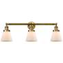Cone 30" 3-Light Brushed Brass Bath Light w/ Matte White Shade