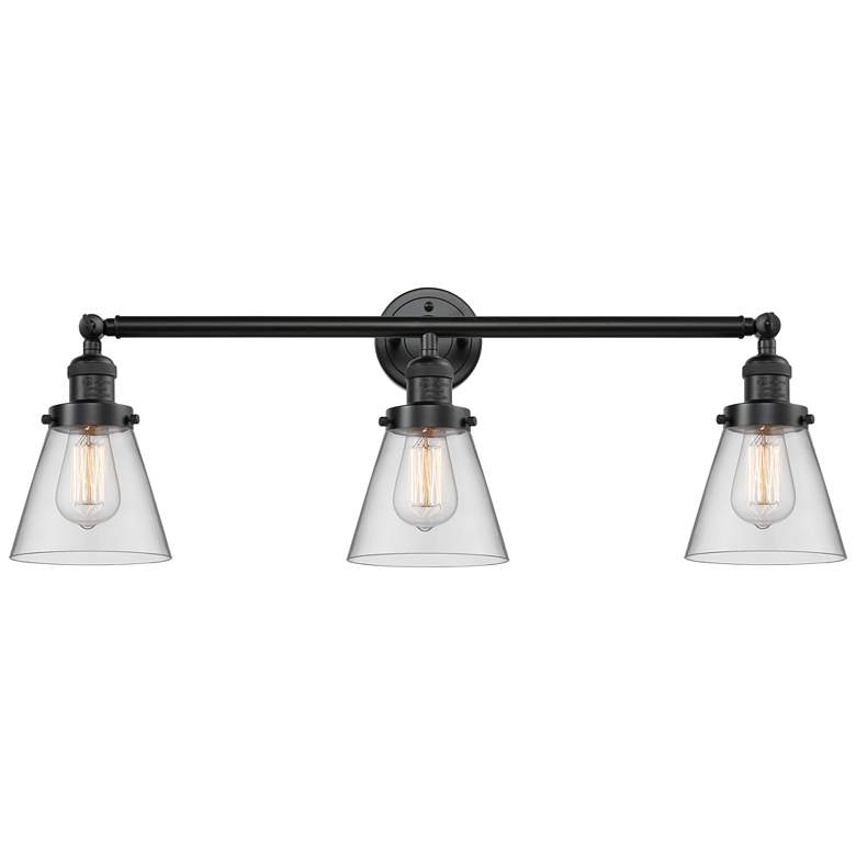 Image 1 Cone 30" 3-Light Oil Rubbed Bronze Bath Light w/ Clear Shade
