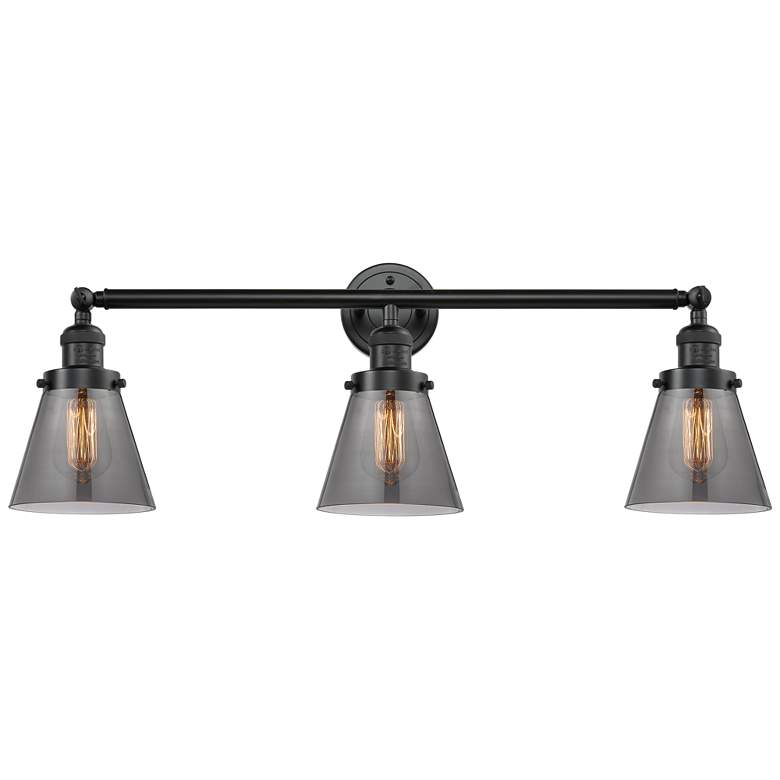 Image 1 Cone 30" 3-Light Oil Rubbed Bronze Bath Light w/ Plated Smoke Shade