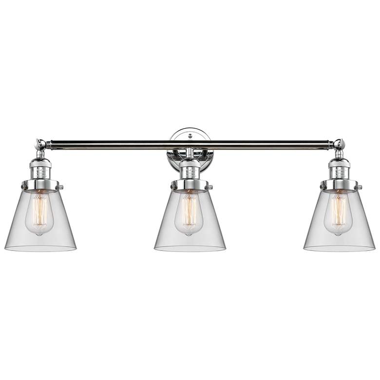 Image 1 Cone 30" 3-Light Polished Chrome Bath Light w/ Clear Shade