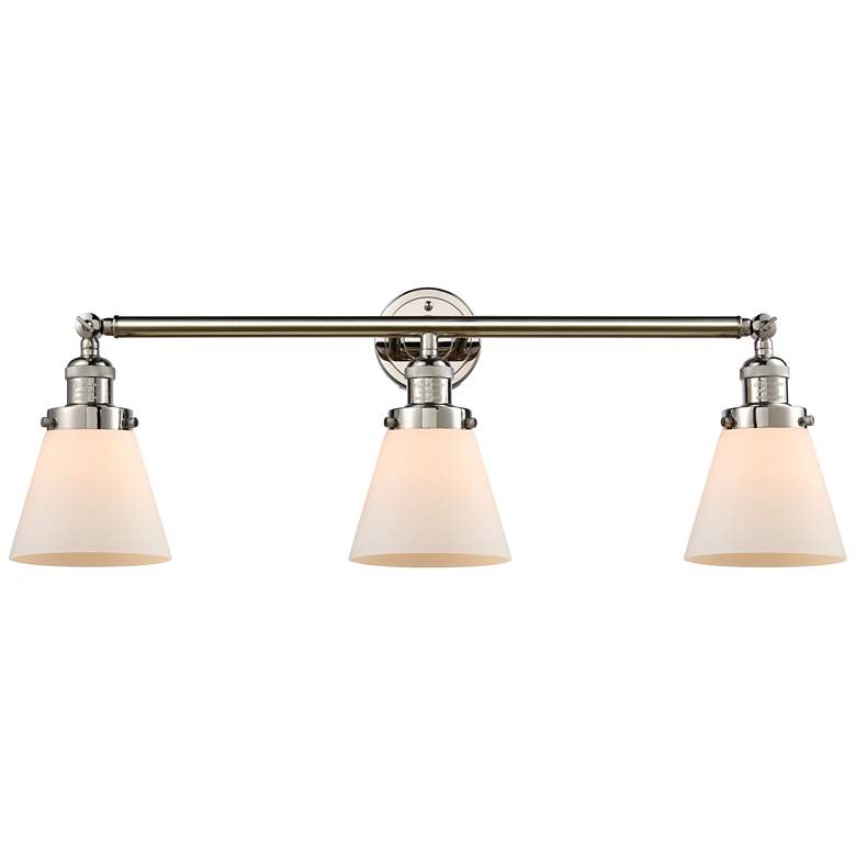 Image 1 Cone 30" 3-Light Polished Nickel Bath Light w/ Matte White Shade