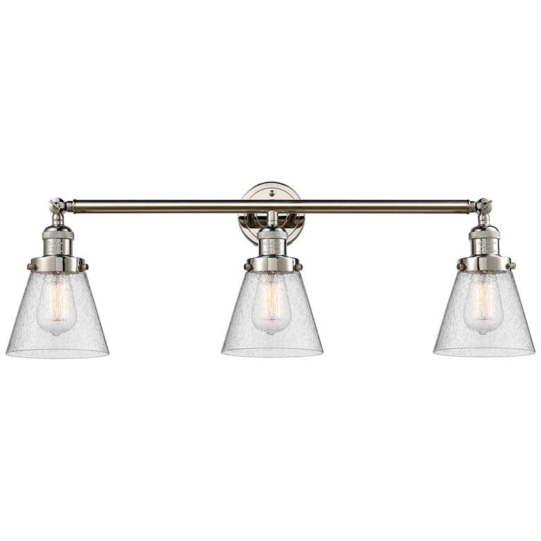 Image 1 Cone 30" 3-Light Polished Nickel Bath Light w/ Seedy Shade