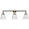 Cone 30" 3-Light Polished Nickel Bath Light w/ Seedy Shade