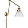 Cone 30" High Antique Brass Swing Arm w/ Clear Shade