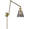 Cone 30" High Antique Brass Swing Arm w/ Plated Smoke Shade