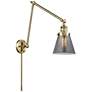 Cone 30" High Antique Brass Swing Arm w/ Plated Smoke Shade
