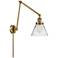 Cone 30" High Brushed Brass Swing Arm w/ Clear Shade