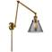 Cone 30" High Brushed Brass Swing Arm w/ Plated Smoke Shade