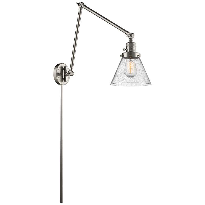 Image 1 Cone 30" High Brushed Satin Nickel Swing Arm w/ Seedy Shade