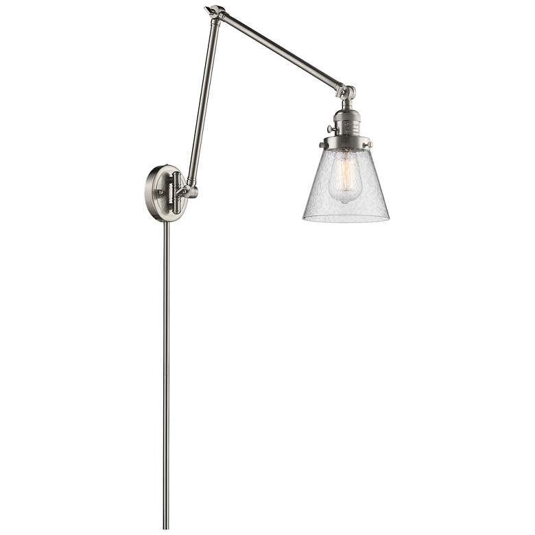 Image 1 Cone 30" High Brushed Satin Nickel Swing Arm w/ Seedy Shade