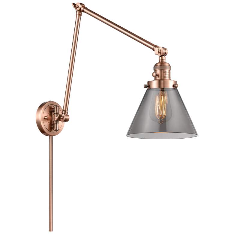 Image 1 Cone 30 inch High Copper Swing Arm w/ Plated Smoke Shade