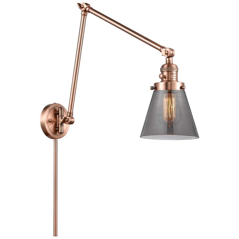 Image 1 Cone 30 inch High Copper Swing Arm w/ Plated Smoke Shade