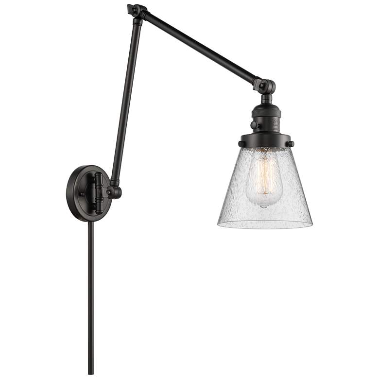 Image 1 Cone 30" High Matte Black Swing Arm w/ Seedy Shade