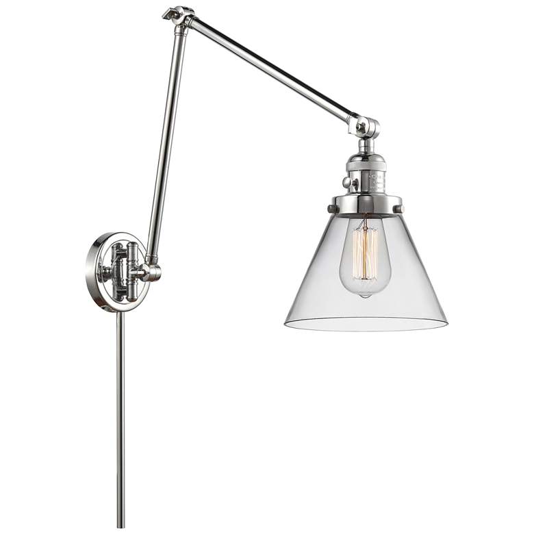Image 1 Cone 30" High Polished Chrome Swing Arm w/ Clear Shade