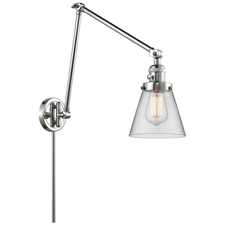 Image 1 Cone 30" High Polished Chrome Swing Arm w/ Clear Shade